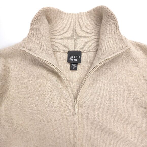 EILEEN FISHER Cashmere Wool Angora Rabbit Hair Sweater Jacket Minimal Lagenlook - Picture 3 of 7